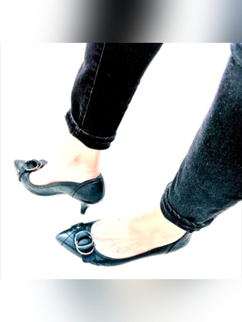 Guess By Marciano Black Pointed Toe Heels with Buckle